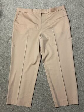 St. John Wool Tan Ivory High-Waist Trousers Plus 18